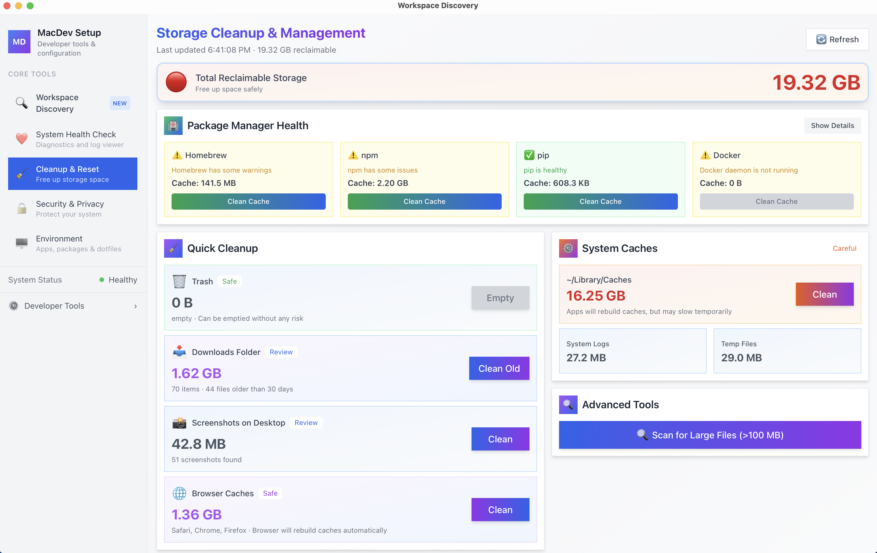 Storage Cleanup - Reclaim 19GB+ with one click